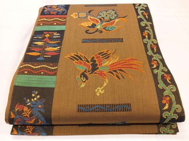 平和屋着物◎六通柄袋帯 更紗花鳥文 正絹 逸品 CAAX9870xe