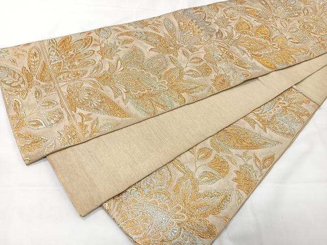 平和屋着物◎六通柄 本袋帯 更紗花文 金糸 正絹 逸品 CAAX9878xe
