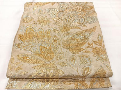 平和屋着物◎六通柄 本袋帯 更紗花文 金糸 正絹 逸品 CAAX9878xe