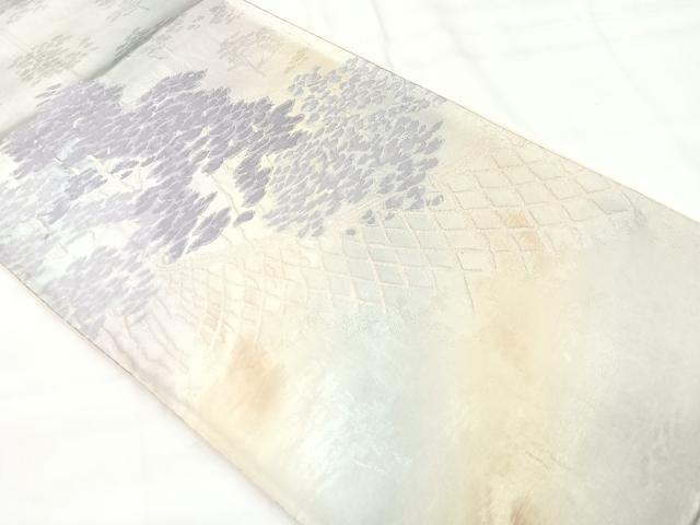 平和屋着物◎六通柄袋帯 風景文 銀糸 正絹 逸品 CAAX9882xe