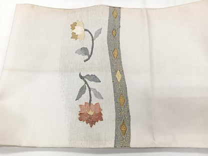 平和屋着物◎太鼓柄袋帯　枝花文　金彩　正絹　逸品　CAAX9906xe