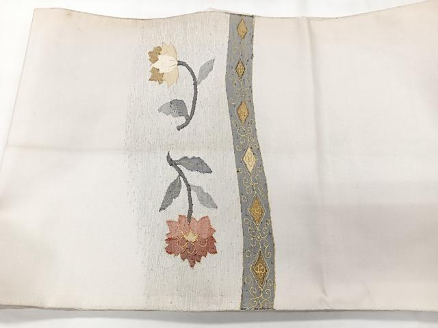 平和屋着物◎太鼓柄袋帯　枝花文　金彩　正絹　逸品　CAAX9906xe