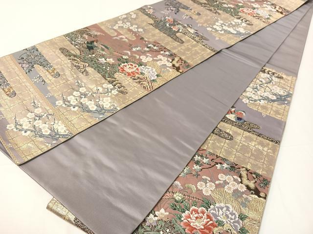 平和屋着物▼六通柄袋帯　唐織　御苑障壁画文　九百錦　金糸　正絹　逸品　CAAY0040vp