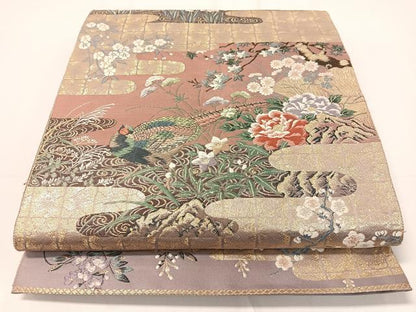 平和屋着物▼六通柄袋帯　唐織　御苑障壁画文　九百錦　金糸　正絹　逸品　CAAY0040vp
