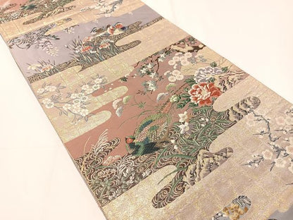 平和屋着物▼六通柄袋帯　唐織　御苑障壁画文　九百錦　金糸　正絹　逸品　CAAY0040vp
