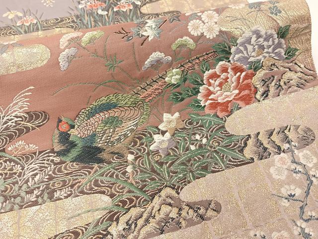 平和屋着物▼六通柄袋帯　唐織　御苑障壁画文　九百錦　金糸　正絹　逸品　CAAY0040vp