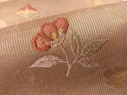 平和屋着物▼六通柄袋帯 唐織 草木染 花喰鳥華文 金糸 正絹 逸品 CAAY0113vp