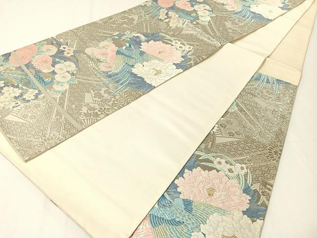 平和屋着物▼六通柄袋帯 唐織 花鳥丸文 金銀糸 正絹 逸品 CAAY0160vp