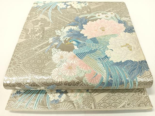 平和屋着物▼六通柄袋帯 唐織 花鳥丸文 金銀糸 正絹 逸品 CAAY0160vp