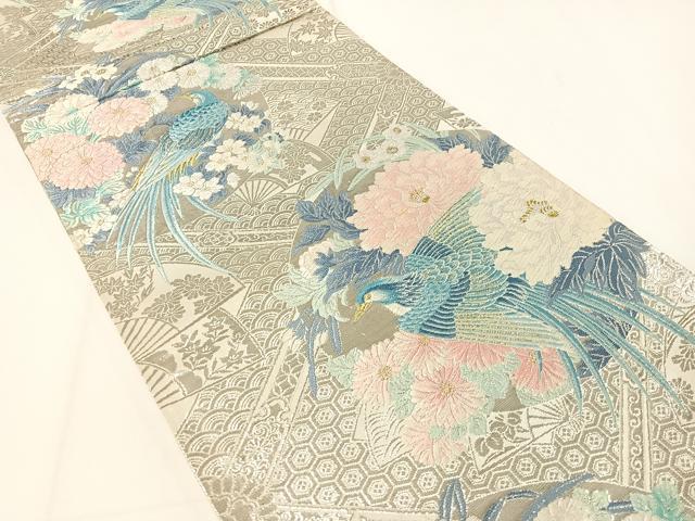 平和屋着物▼六通柄袋帯 唐織 花鳥丸文 金銀糸 正絹 逸品 CAAY0160vp