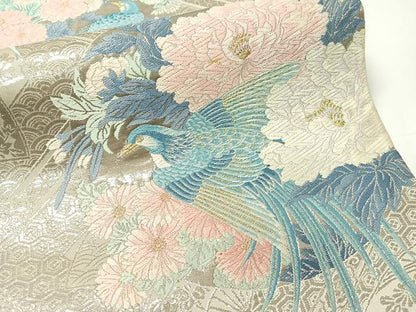 平和屋着物▼六通柄袋帯 唐織 花鳥丸文 金銀糸 正絹 逸品 CAAY0160vp