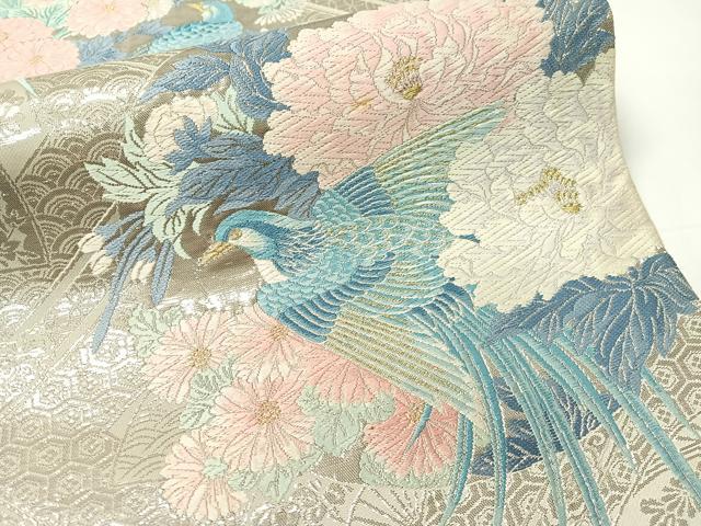 平和屋着物▼六通柄袋帯 唐織 花鳥丸文 金銀糸 正絹 逸品 CAAY0160vp