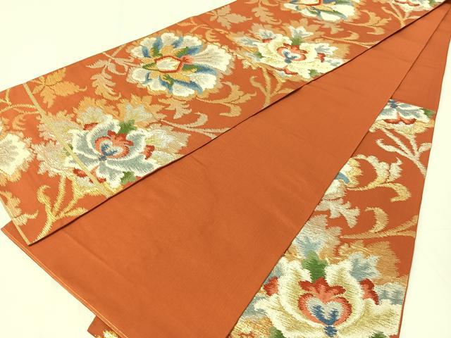 平和屋着物▼六通柄 本袋帯 唐織 更紗唐草文 金銀糸 正絹 逸品 CAAY0176vp