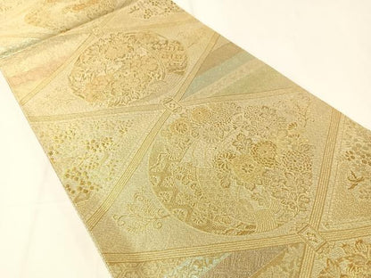 平和屋着物▼佐賀錦 六通柄袋帯 福寿 金糸 正絹 逸品 CAAY0197vp