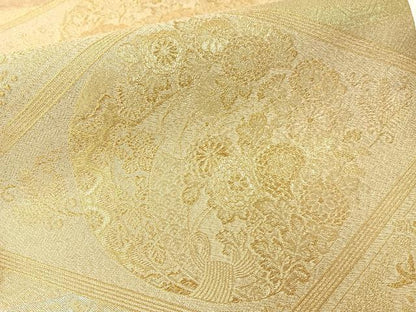 平和屋着物▼佐賀錦 六通柄袋帯 福寿 金糸 正絹 逸品 CAAY0197vp