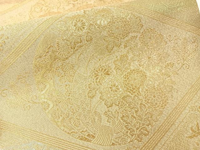 平和屋着物▼佐賀錦 六通柄袋帯 福寿 金糸 正絹 逸品 CAAY0197vp