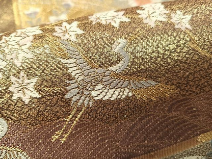平和屋着物▼六通柄袋帯 唐織 流水花鳥天井文 金銀糸 正絹 逸品 CAAY0208vp