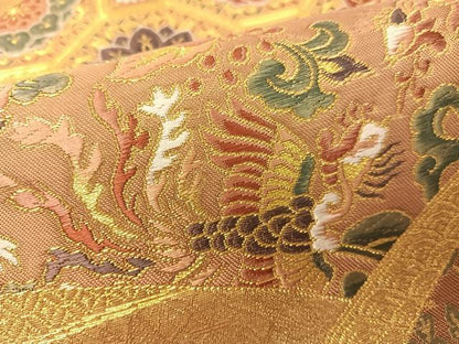 平和屋着物▼六通柄袋帯　唐織　清海取名物裂　金糸　引箔　正絹　逸品　CAAY0319vp