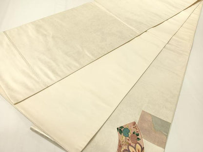 平和屋着物▼太鼓柄袋帯　駒刺繍　切嵌　地紙花文　金銀彩　引箔　正絹　逸品　CAAY0348vp