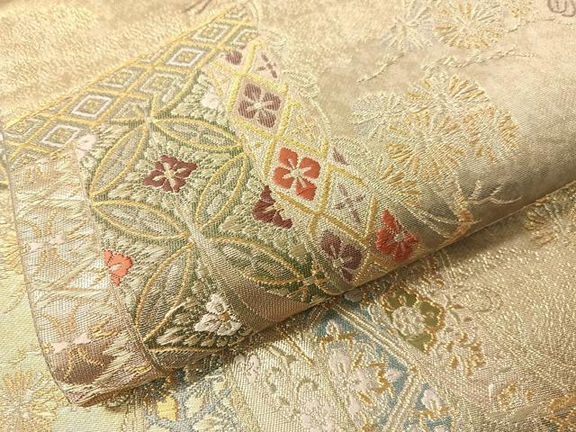 平和屋着物▼六通柄袋帯　唐織　華飾錦　金銀糸　引箔　正絹　逸品　CAAY0385vp
