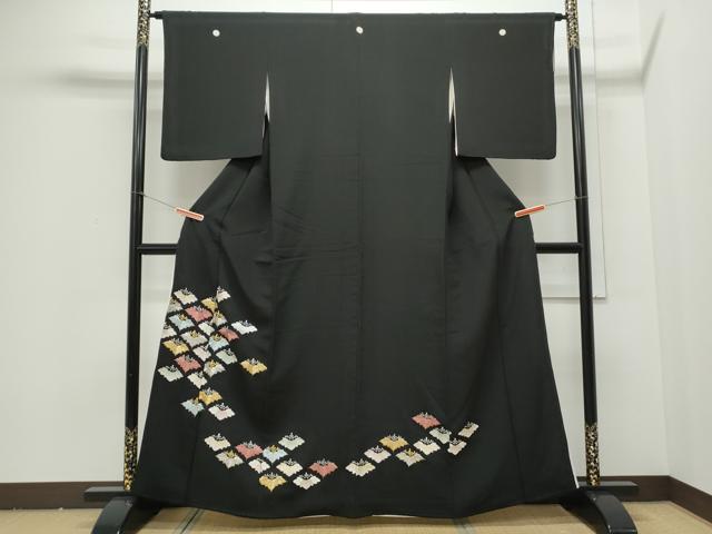 平和屋着物■豪華黒留袖　刺繍　菱花文　金銀彩　正絹　逸品　CAAY0415th