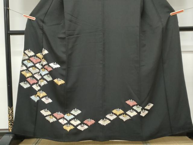 平和屋着物■豪華黒留袖　刺繍　菱花文　金銀彩　正絹　逸品　CAAY0415th