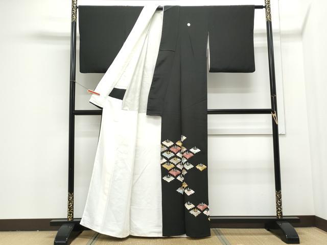 平和屋着物■豪華黒留袖　刺繍　菱花文　金銀彩　正絹　逸品　CAAY0415th