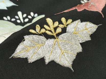 平和屋着物■豪華黒留袖　刺繍　菱花文　金銀彩　正絹　逸品　CAAY0415th