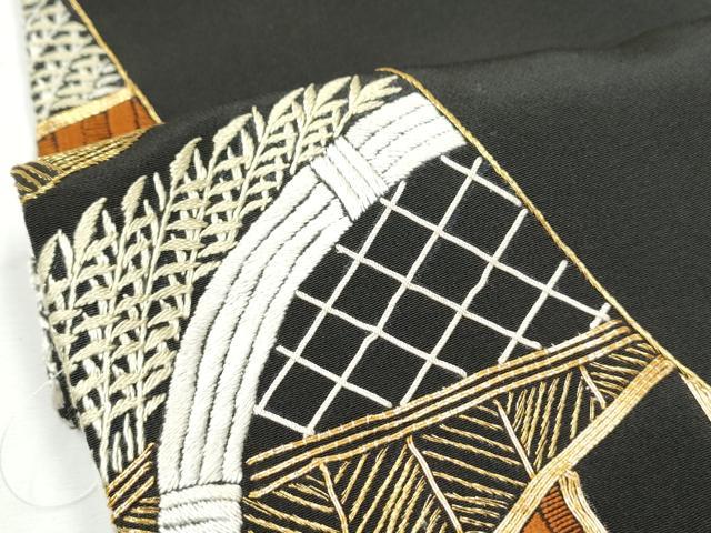 平和屋着物▼豪華黒留袖　総刺繍　駒刺繍　籬文　金彩　正絹　逸品　CAAY0617th