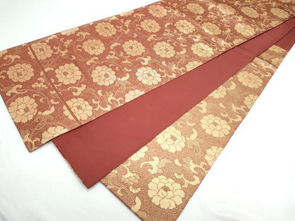 平和屋着物◎六通柄袋帯 草花文 金糸 正絹 逸品 CAAY0791th
