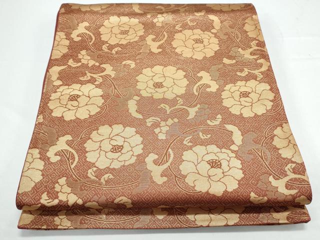平和屋着物◎六通柄袋帯 草花文 金糸 正絹 逸品 CAAY0791th
