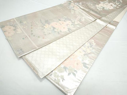 平和屋着物◎六通柄袋帯 シャンデリア 草花紋 金銀糸 正絹 逸品 CAAY0793th