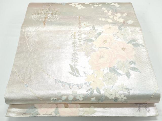 平和屋着物◎六通柄袋帯 シャンデリア 草花紋 金銀糸 正絹 逸品 CAAY0793th