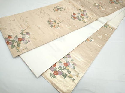 平和屋着物◎六通柄袋帯 唐織 花蝶文 金糸 正絹 逸品 CAAY0794th