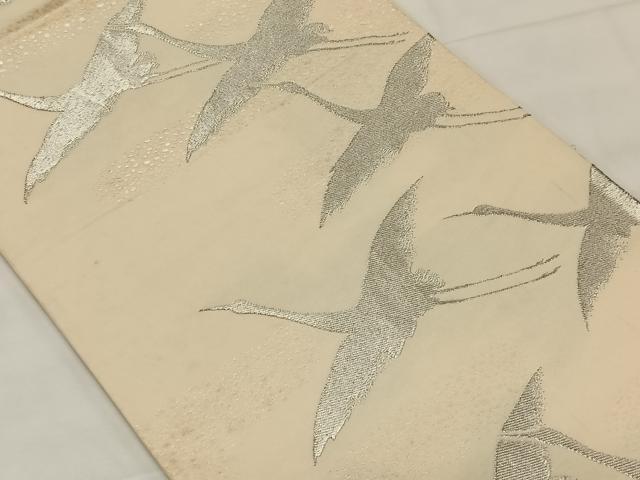 平和屋着物◎西陣 六通柄袋帯 群鶴 銀糸 正絹 逸品 CAAY0808qv