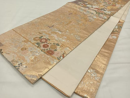 平和屋着物◎六通柄袋帯 唐織 美也古錦 草花文 金銀糸 正絹 逸品 CAAY0822qv