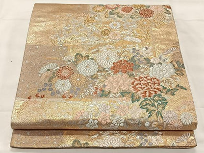 平和屋着物◎六通柄袋帯 唐織 美也古錦 草花文 金銀糸 正絹 逸品 CAAY0822qv