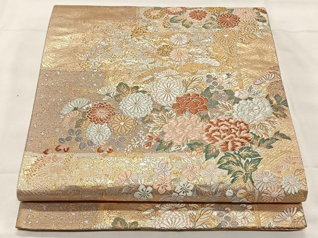 平和屋着物◎六通柄袋帯 唐織 美也古錦 草花文 金銀糸 正絹 逸品 CAAY0822qv