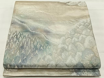 平和屋着物◎六通柄袋帯 風景文 銀糸 正絹 逸品 CAAY0825qv