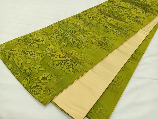 平和屋着物◎西陣 六通柄袋帯 更紗花文 正絹 逸品 CAAY0835qv