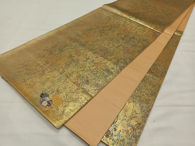 平和屋着物◎太鼓柄袋帯　花籠文　金糸　引箔　正絹　逸品　CAAY0846qv