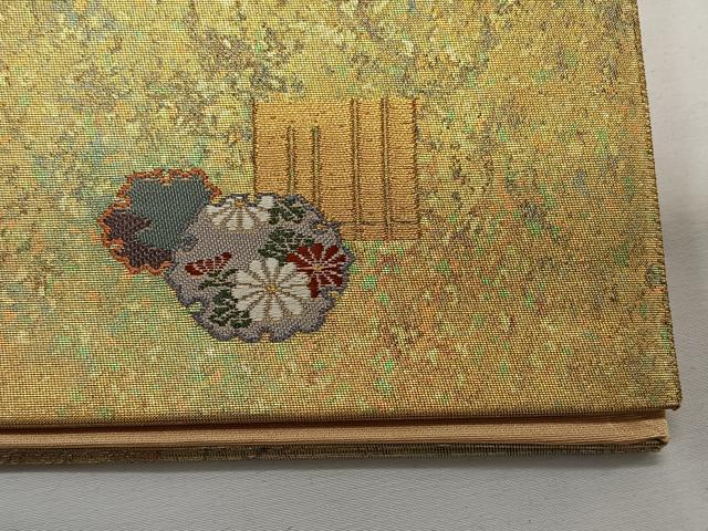 平和屋着物◎太鼓柄袋帯　花籠文　金糸　引箔　正絹　逸品　CAAY0846qv
