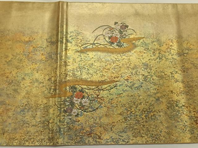 平和屋着物◎太鼓柄袋帯　花籠文　金糸　引箔　正絹　逸品　CAAY0846qv