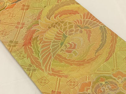 平和屋着物◎佐賀錦 六通柄袋帯 鳳凰花丸文 金糸 正絹 逸品 CAAY0865qv