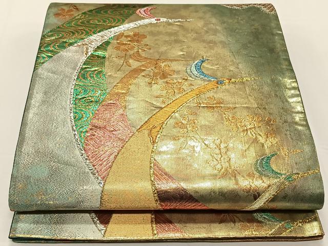 平和屋着物◎西陣 六通柄袋帯 風雅錦 孔雀花文 金銀糸 正絹 逸品 CAAY0877qv