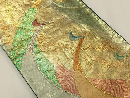 平和屋着物◎西陣 六通柄袋帯 風雅錦 孔雀花文 金銀糸 正絹 逸品 CAAY0877qv