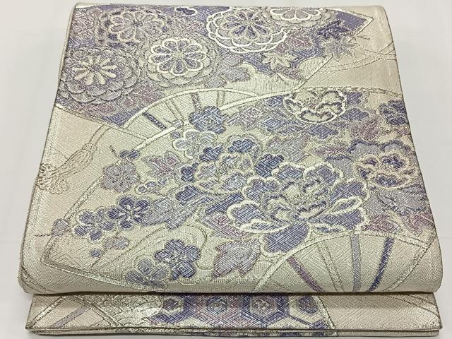 平和屋着物◎本佐賀錦　六通柄袋帯　扇面花文　銀糸　やまとオリジナル　正絹　逸品　CAAY0897qv