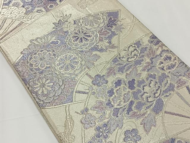 平和屋着物◎本佐賀錦　六通柄袋帯　扇面花文　銀糸　やまとオリジナル　正絹　逸品　CAAY0897qv