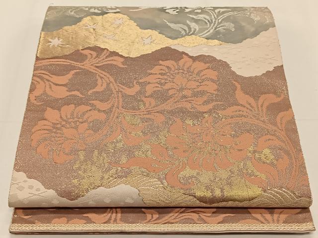 平和屋着物◎六通柄袋帯　道長更紗花文　金銀糸　正絹　逸品　CAAY0909qv