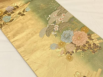 平和屋着物◎六通柄袋帯　松梅花筏　陶漆箔　正絹　逸品　CAAY1160qv
